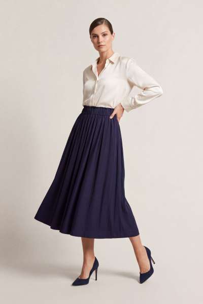 SZOKNYA GANT FLUID TWILL PULL-ON MIDI SKIRT EVENING BLUE