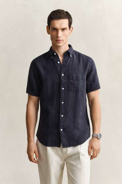 ING GANT REG GMNT DYED LINEN  HIRT EVENING BLUE