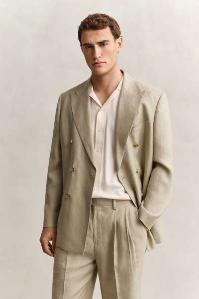 ZAKÓ GANT DB LINEN SUIT JACKET FADED BEIGE