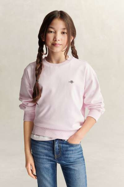 MELEGÍTŐFELSŐ GANT SHIELD OVERSIZE CREW NECK SWEATSHIRT LIGHT PINK