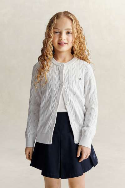 KARDIGÁN GANT SHIELD CABLE KNIT CARDIGAN WHITE