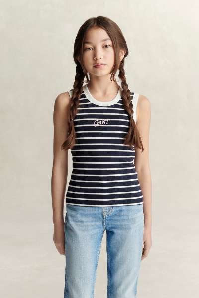 PÓLÓ GANT LOGO RIB STRIPED VEST EVENING BLUE