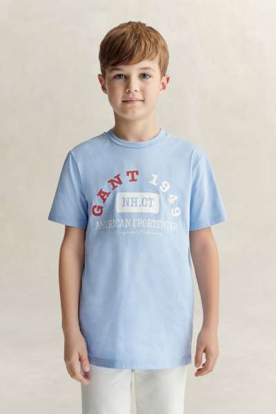 PÓLÓ GANT AMERICAN SPORTSWEAR GRAPHIC SS T-SHIRT SKY BLUE