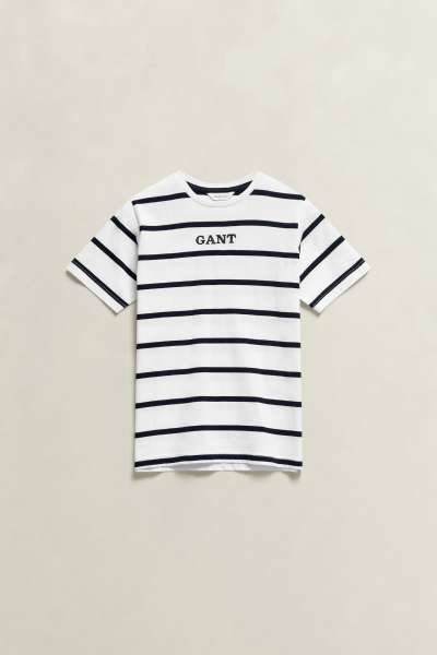 PÓLÓ GANT GRAPHIC STRIPE SS T-SHIRT WHITE