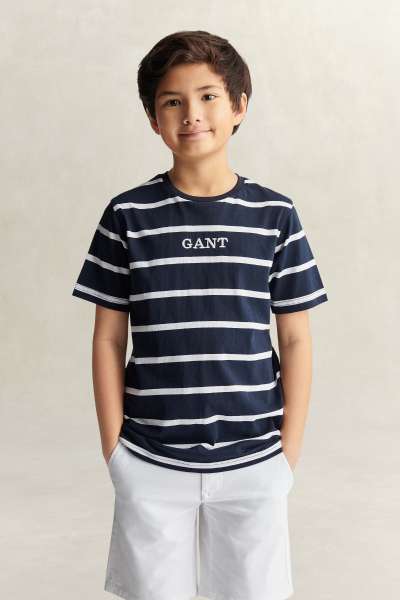 PÓLÓ GANT GRAPHIC STRIPE SS T-SHIRT EVENING BLUE