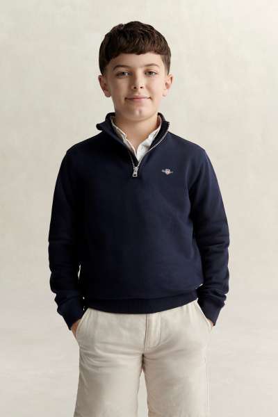 MELEGÍTŐFELSŐ GANT SHIELD HALF ZIP SWEATSHIRT EVENING BLUE