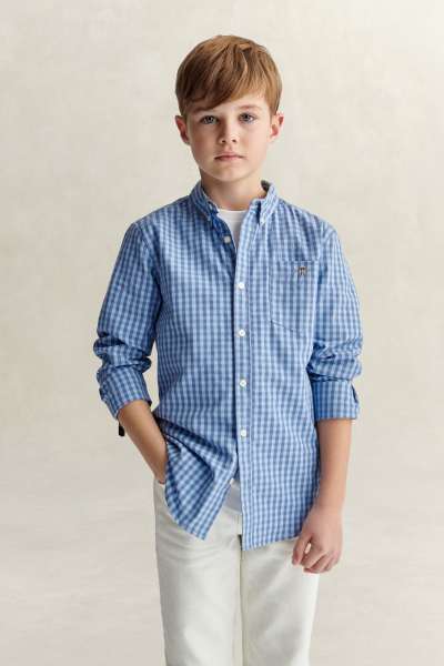 ING GANT SHIELD GINGHAM POPLIN SHIRT FADED DENIM