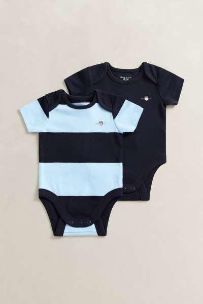 GYEREK SZETT GANT 2 PACK SS STRIPED ROMPER EVENING BLUE