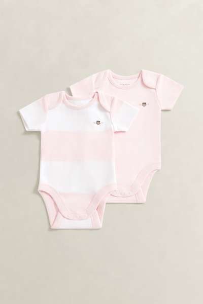 GYEREK SZETT GANT 2 PACK SS STRIPED ROMPER LIGHT PINK