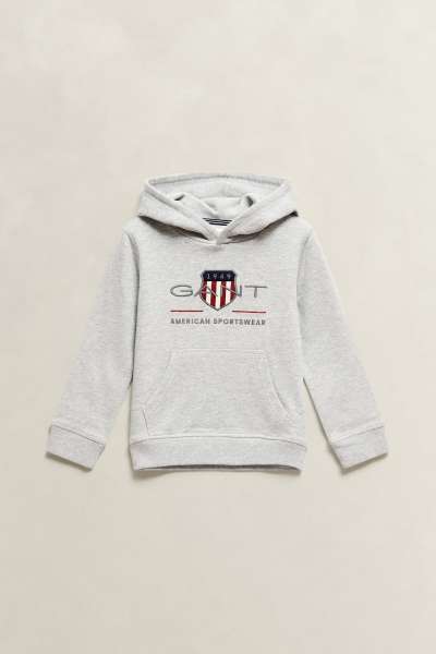 MELEGÍTŐFELSŐ GANT ARCHIVE SHIELD HOODIE GREY MELANGE