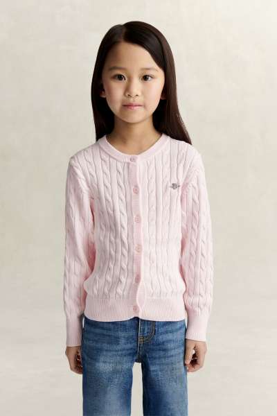 KARDIGÁN GANT SHIELD CABLE KNIT CARDIGAN LIGHT PINK