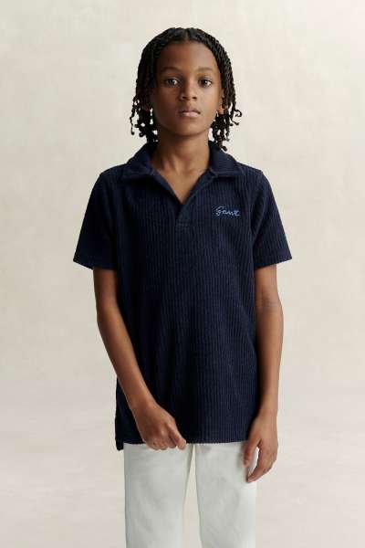 PÓLÓ GANT REVERE COLLAR TOWELLING POLO EVENING BLUE