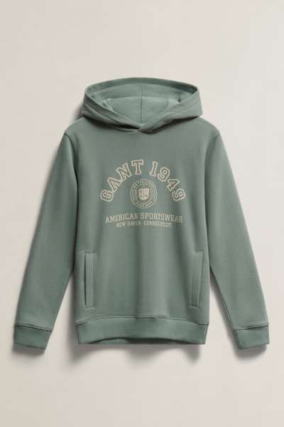 MELEGÍTŐFELSŐ GANT COLLEGIATE LOGO HOODIE CERAMIC GREY