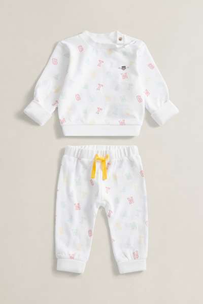 GYEREK SZETT GANT PRINTED CREW AND JOG SET WHITE