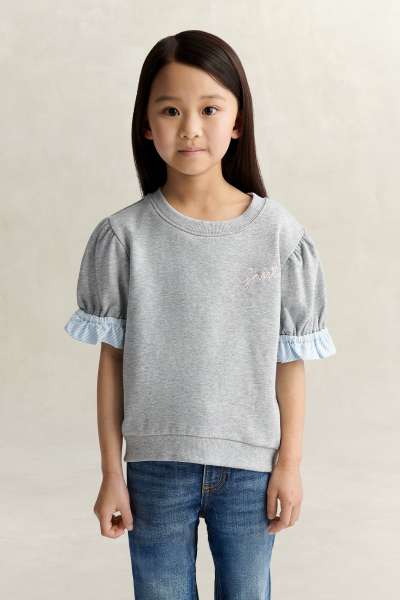 MELEGÍTŐFELSŐ GANT FRILL SS SWEAT TOP GREY MELANGE