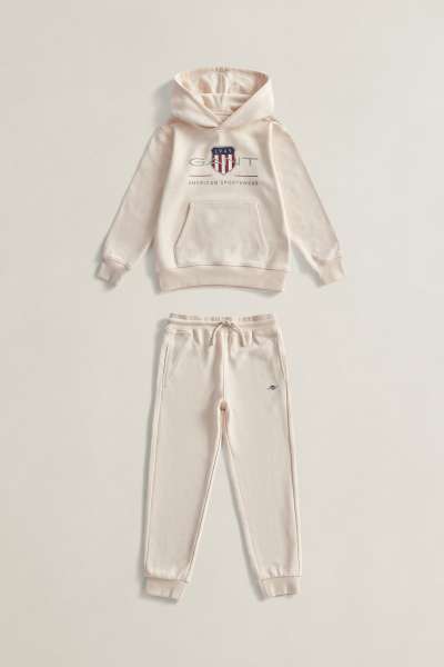 MELEGÍTŐSZETT GANT ARCHIVE SHIELD HOODIE AND SWEATPANT CREAMED WHITE