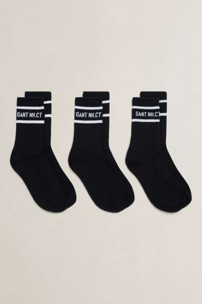 ZOKNI GANT STRIPE 3 PACK SPORT SOCKS BLACK