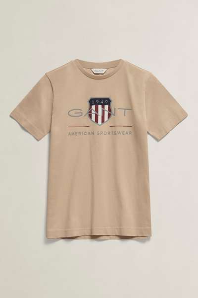 PÓLÓ GANT ARCHIVE SHIELD SS T-SHIRT OAT BEIGE