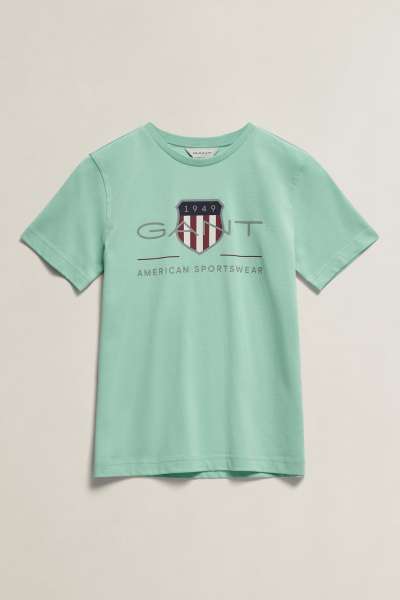 PÓLÓ GANT ARCHIVE SHIELD SS T-SHIRT WASHED TURQUOISE