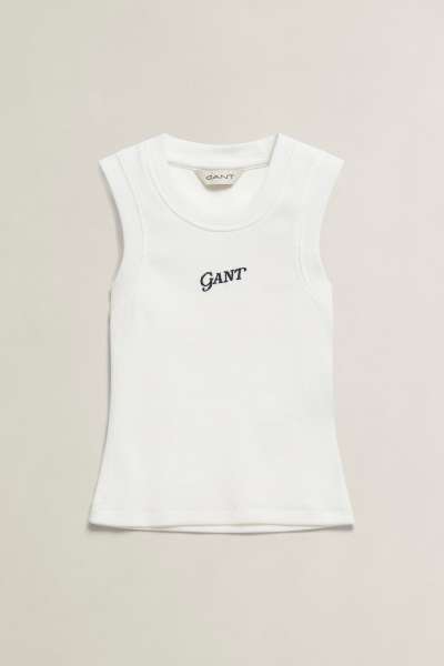 PÓLÓ GANT LOGO RIB VEST WHITE