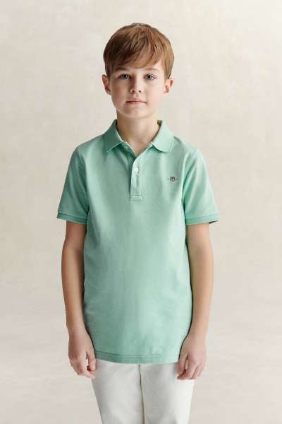 PÓLÓ GANT SHIELD PIQUE SS POLO SHIRT WASHED TURQUOISE