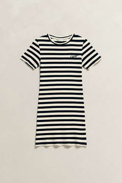 RUHA GANT STRIPED RIB T-SHIRT DRESS EVENING BLUE