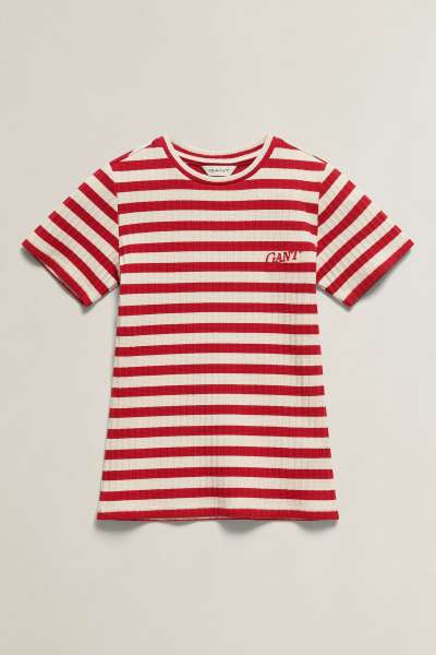 PÓLÓ GANT TEXTURED STRIPE TEE RUBY RED