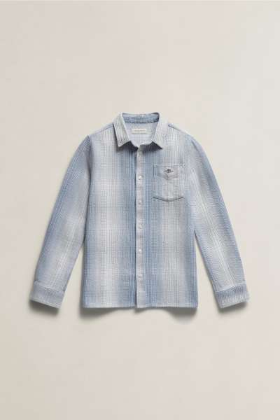 ING GANT CHECKED OVERSHIRT SKY BLUE