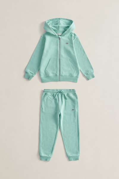 MELEGÍTŐSZETT GANT SHIELD FULL ZIP HOODIE, SWEATPANT SET WASHED TURQUOISE