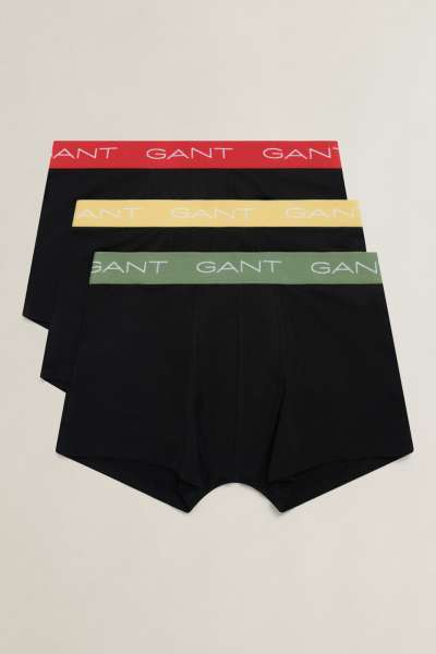 ALSÓNEMŰ GANT 3 PACK CONTRAST WAISTBAND BOXER BRIEFS BLACK