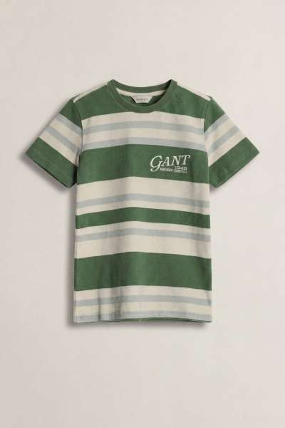 PÓLÓ GANT VARSITY STRIPE SS T-SHIRT HERB GREEN