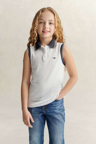 PÓLÓ GANT SHIELD SLEEVELESS POLO TOP WHITE