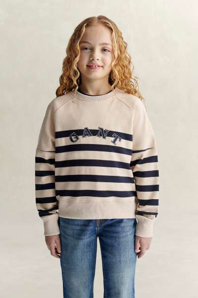 MELEGÍTŐFELSŐ GANT STRIPED HAVEN SWEATSHIRT CREAM