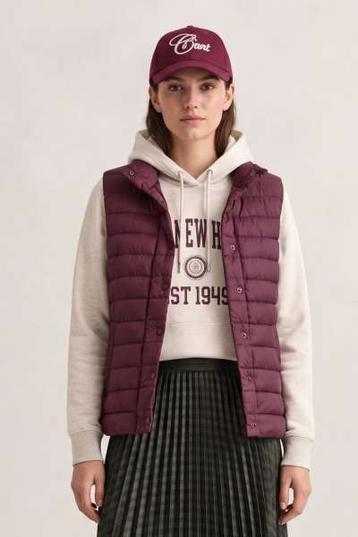 MELLÉNY GANT LIGHT DOWN VEST DARKENED WINE