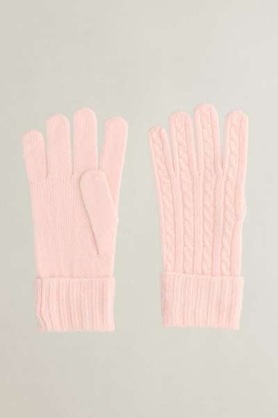 KESZTYŰ GANT WOOL CABLE GLOVES REFINED PINK