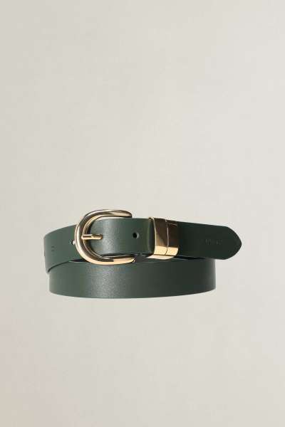 ÖV GANT CHUNKY KEEPER LEATHER BELT MOSSY GREEN