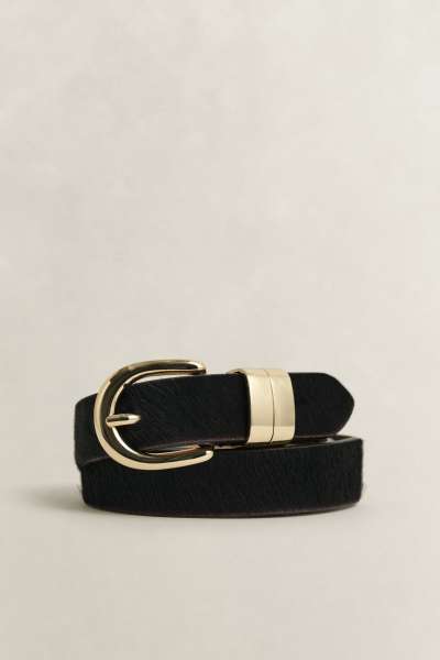 ÖV GANT PONY HAIR CHUNKY KEEPER BELT DEEP BROWN