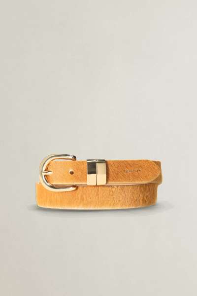 ÖV GANT PONY HAIR CHUNKY KEEPER BELT TOASTED ALMOND