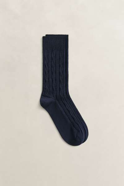 ZOKNI GANT CABLE KNIT SOCKS EVENING BLUE