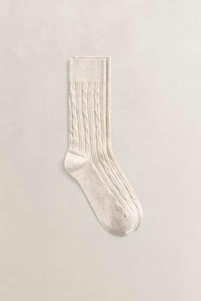 ZOKNI GANT CABLE KNIT SOCKS LIGHT BEIGE MELANGE