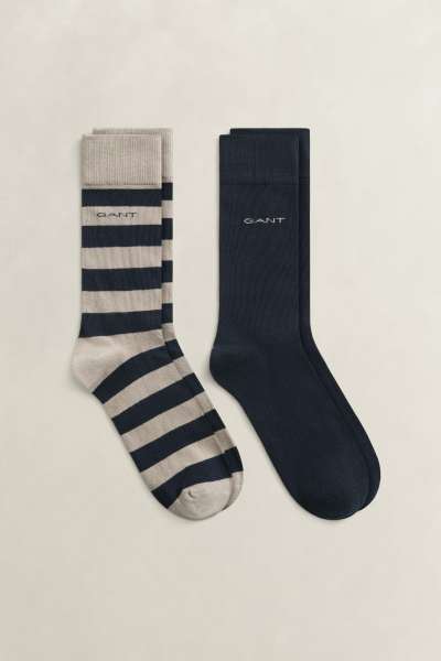 ZOKNI GANT BARSTRIPE AND SOLID SOCKS 2-PACK MIST TAUPE