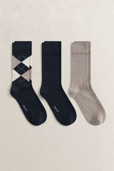 ZOKNI GANT ARGYLE 3-PACK MARINE