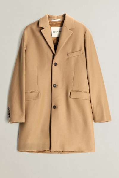KABÁT GANT CLAIC WOOL COAT LIGHT TAUPE