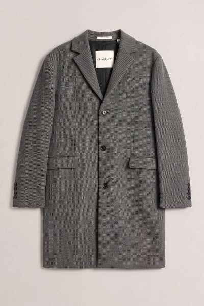 KABÁT GANT CLAIC TWO-TONE WOOL COAT BLACK GREY