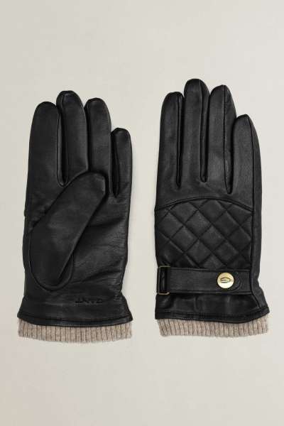KESZTYŰ GANT LAMBSKIN QUILTED GLOVES BLACK