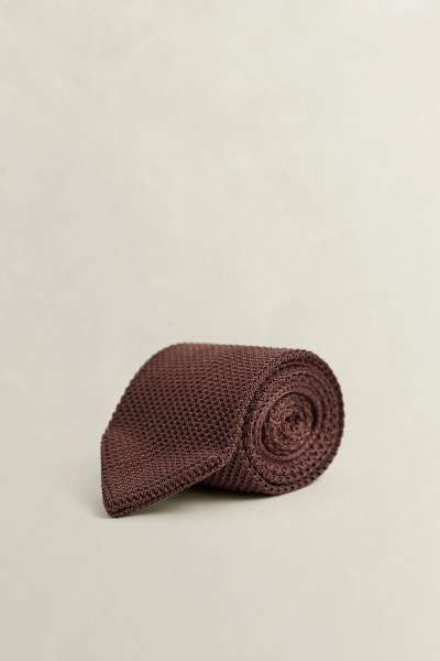 NYAKKENDŐ GANT KNITTED SILK TEXTURE TIE SHADOW BROWN