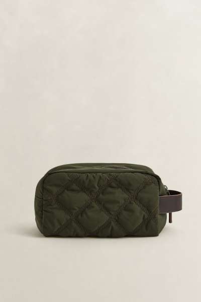 WASH BAG GANT QUILTED WASHBAG DARK MOSS GREEN
