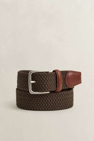 ÖV GANT ELASTIC BRAIDED BELT BLACK BROWN