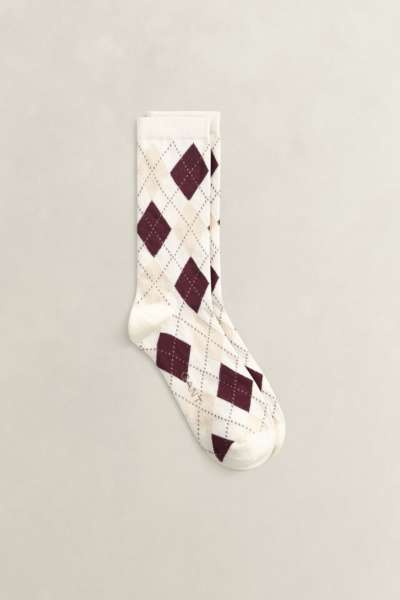 ZOKNI GANT ARGYLE CHECK SOCKS EGGSHELL