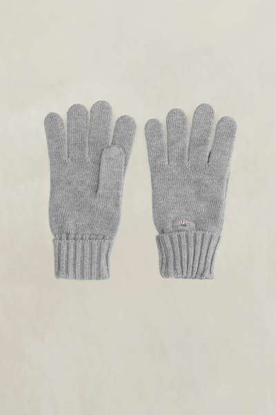 KESZTYŰ GANT COTTON BLEND LOGO GLOVES GREY MELANGE